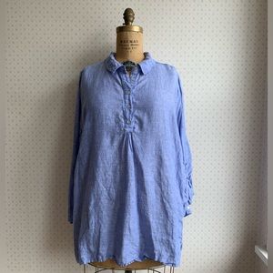 Jones New York Blue Linen Painters Peasant Style Top sz 2X TP1